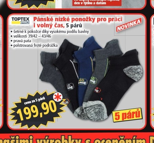 Pánské nízké ponožky pro práci a volný čas, 5 párů