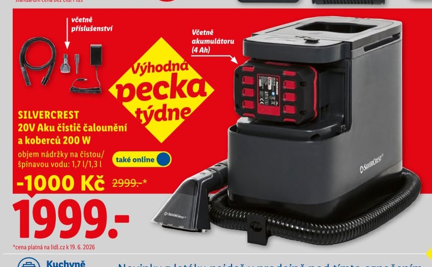 SILVERCREST 20V Aku čistič čalounění a koberců 200 W