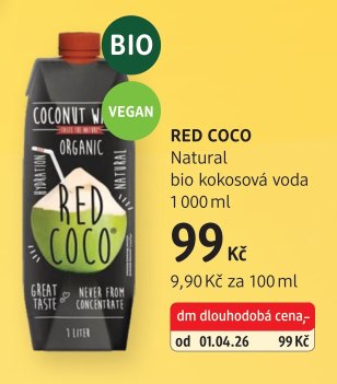 RED COCO Natural bio kokosová voda