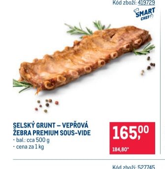 SELSKÝ GRUNT – VEPŘOVÁ ŽEBRA PREMIUM SOUS-VIDE