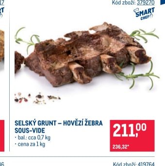 SELSKÝ GRUNT – HOVĚZÍ ŽEBRA SOUS-VIDE