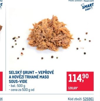 SELSKÝ GRUNT – VEPŘOVÉ A HOVĚZÍ TRHANÉ MASO SOUS-VIDE