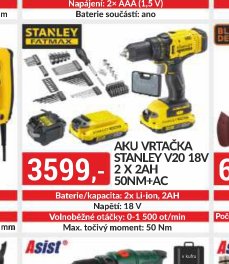 AKU VRTAČKA STANLEY V20 18V 2X 2AH