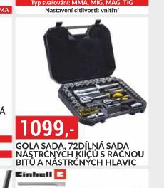 GOLA SADA, 72DÍLNÁ SADA NÁSTRČNÝCH KLÍČŮ S RÁČNOU BITŮ A NÁSTRČNÝCH HLAVIC