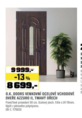 O.K. DOORS VENKOVNÍ OCELOVÉ VCHODOVÉ DVEŘE AZZURO II, TMAVÝ OŘECH - OBI aktualniletaky.eu