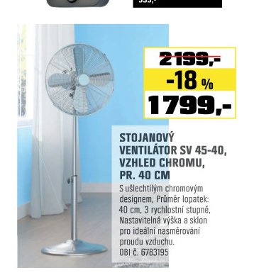 STOJANOVÝ VENTILÁTOR SV 45-40, VZHLED CHROMU, PR. 40 CM - OBI aktualniletaky.eu