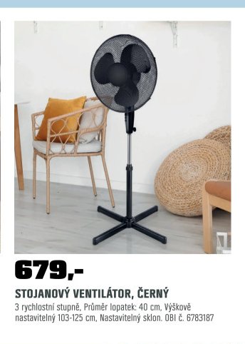 STOJANOVÝ VENTILÁTOR, ČERNÝ