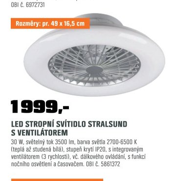 LED stropní svítidlo Stralsund s ventilátorem