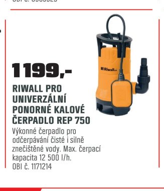 RIWALL PRO UNIVERZÁLNÍ PONORNÉ KALOVÉ ČERPADLO REP 750