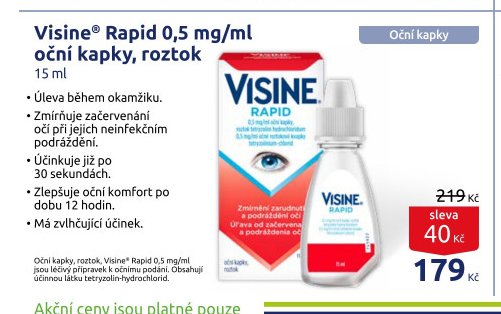 Visine Rapid 0,5 mg/ml oční kapky, roztok 15 ml