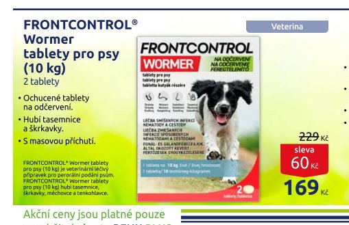 FRONTCONTROL Wormer tablety pro psy (10 kg)