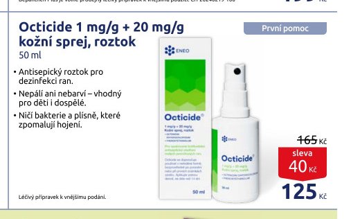 Octicide 1 mg/g + 20 mg/g kožní sprej, roztok