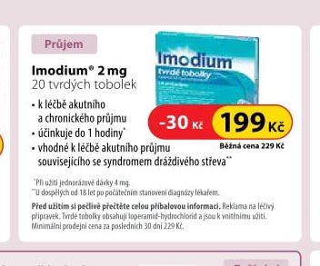 Imodium 2 mg, 20 tvrdých tobolek