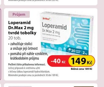 Loperamid Dr.Max 2 mg, 20 tvrdých tobolek
