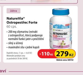 NatureVia Ostropestřec Forte, 60 cps.