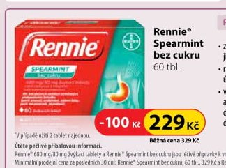 Rennie Spearmint bez cukru 60 tbl.