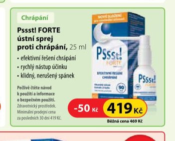 Pssst! FORTE ústní sprej proti chrápání, 25 ml