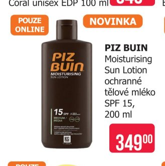 PIZ BUIN Moisturising Sun Lotion ochranné tělové mléko SPF 15, 200 ml