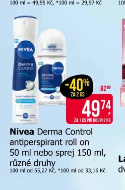 Nivea Derma Control antiperspirant roll on 50 ml nebo sprej 150 ml, různé druhy