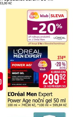 L'Oréal Men Expert Power Age noční gel 50 ml