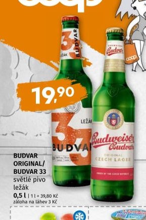 Budvar Original / Budvar 33 světlé pivo ležák