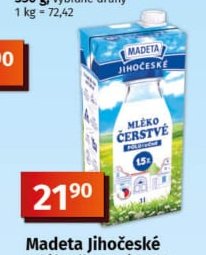 Madeta Jihočeské mléko čerstvé 1,5%