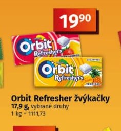 Orbit Refresher žvýkačky