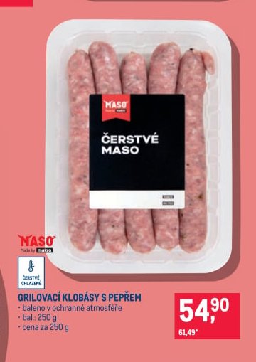 Maso Made by makro Grilovací klobásy s pepřem