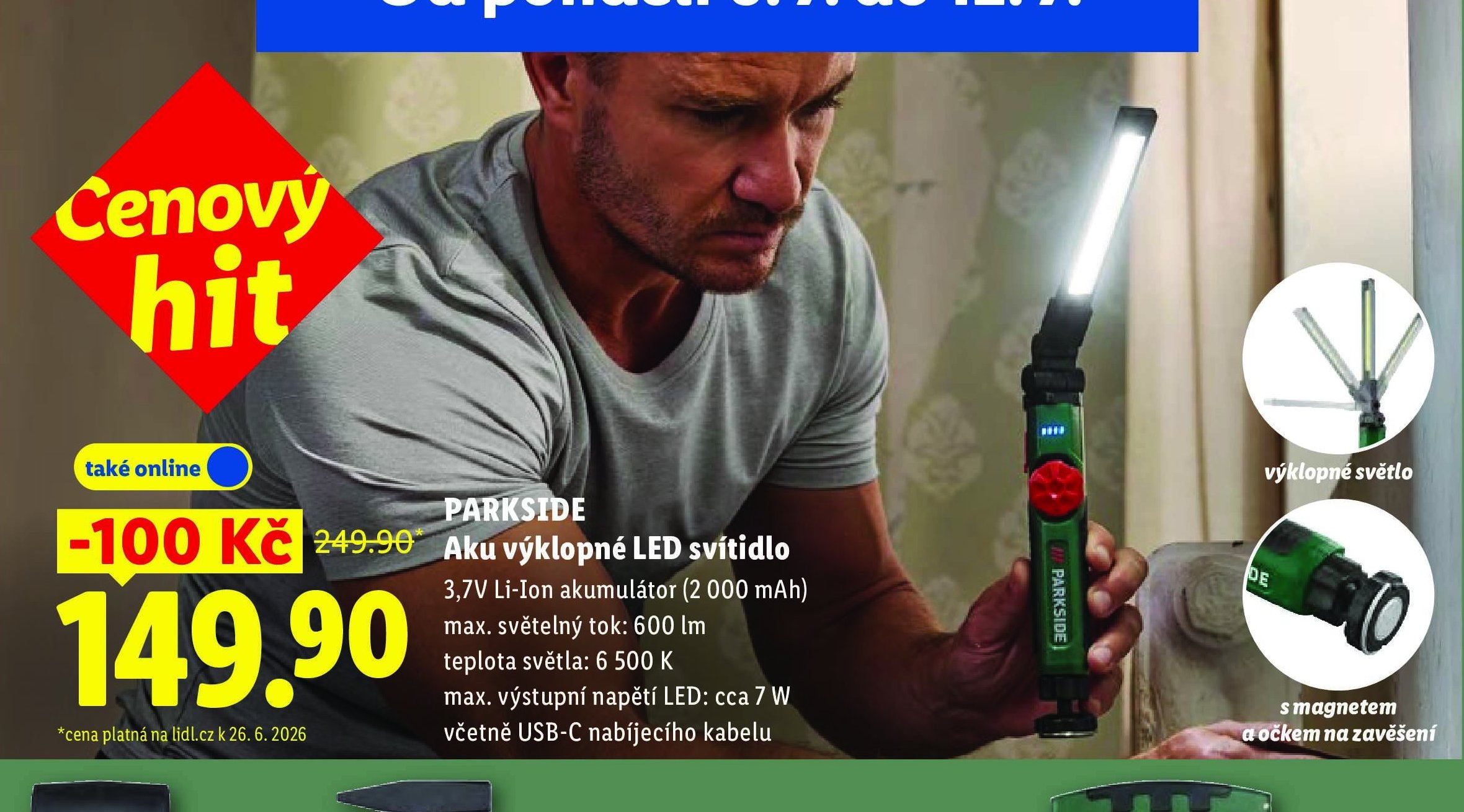 PARKSIDE Aku výklopné LED svítidlo