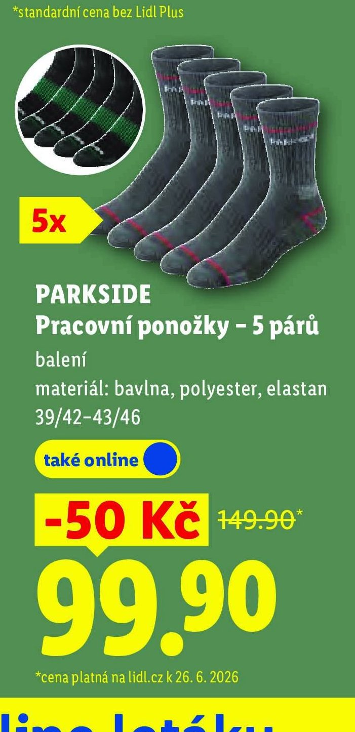PARKSIDE Pracovní ponožky – 5 párů