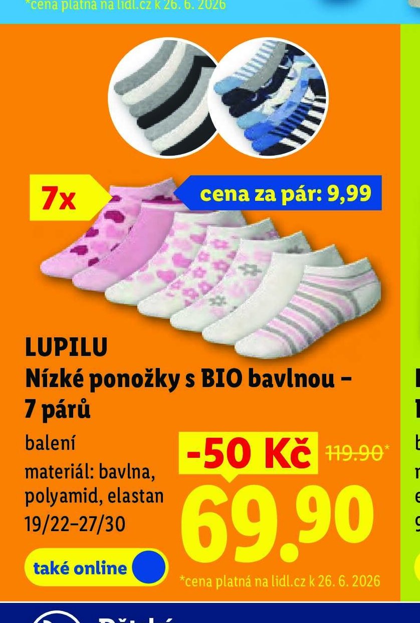 LUPILU Nízké ponožky s BIO bavlnou – 7 párů