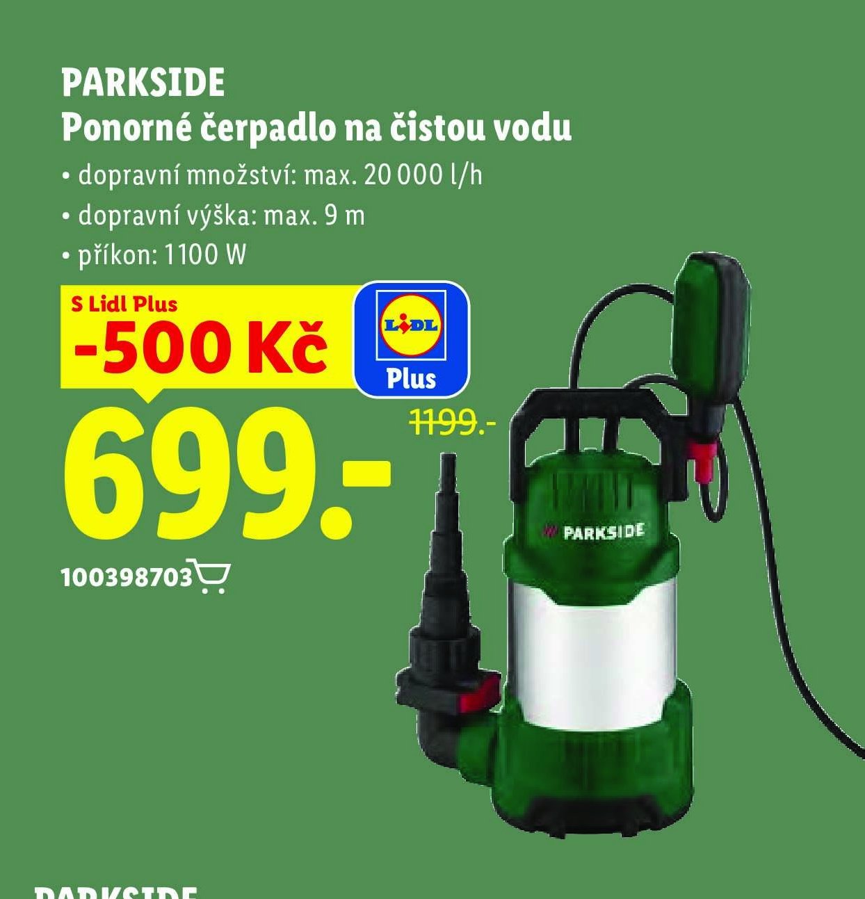 PARKSIDE Ponorné čerpadlo na čistou vodu