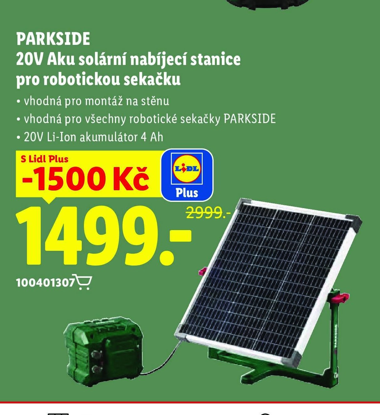 PARKSIDE 20V Aku solární nabíjecí stanice pro robotickou sekačku