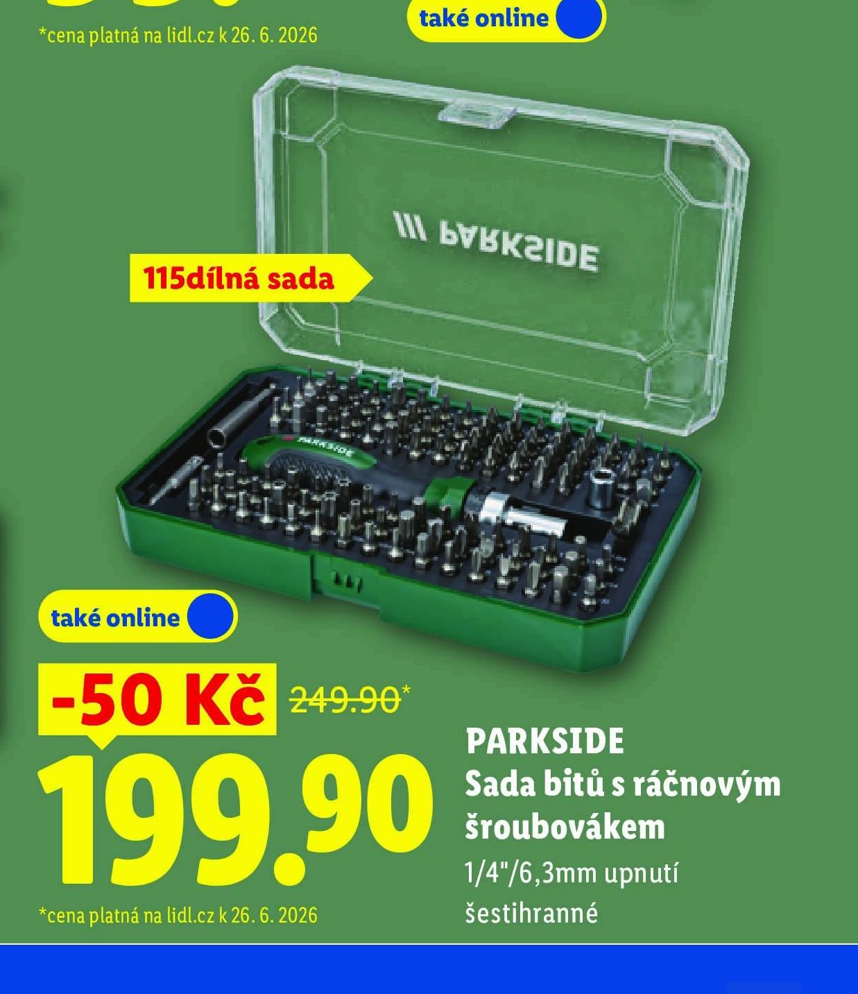 PARKSIDE Sada bitů s ráčnovým šroubovákem 115dílná sada