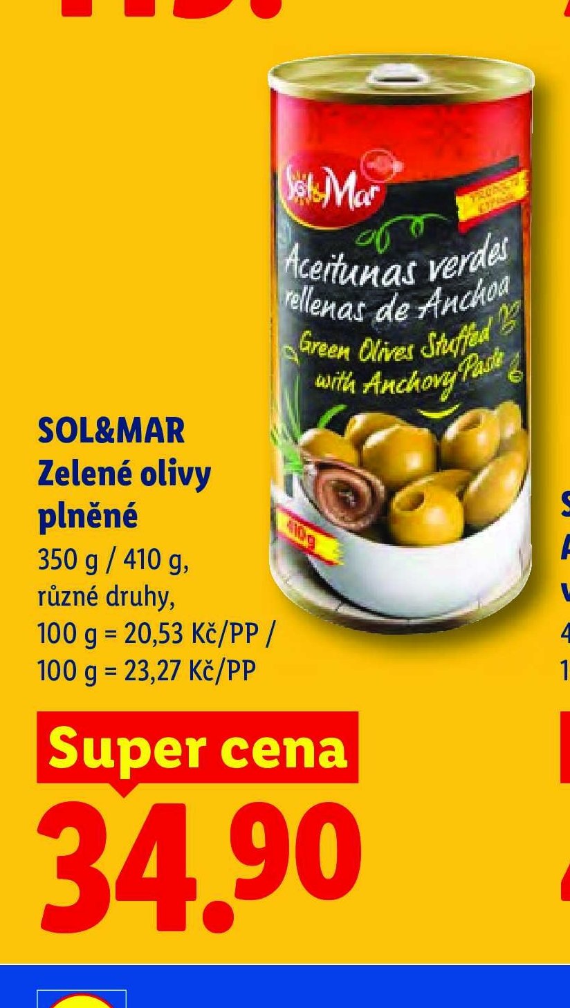 SOL&MAR Zelené olivy plněné