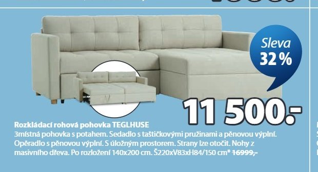 Rozkládací rohová pohovka TEGLHUSE