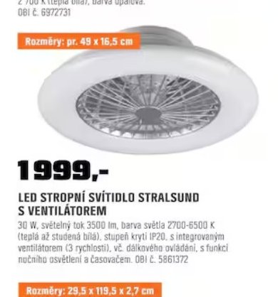 LED STROPNÍ SVÍTIDLO STRALSUND S VENTILÁTOREM