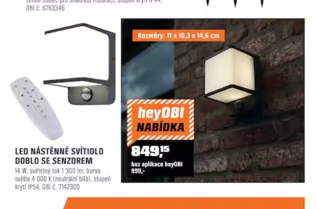 LED NÁSTĚNNÉ SVÍTIDLO DOBLO SE SENZOREM