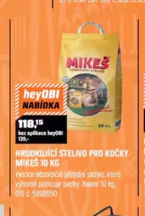 HRUDKUJÍCÍ STELIVO PRO KOČKY MIKEŠ 10 KG