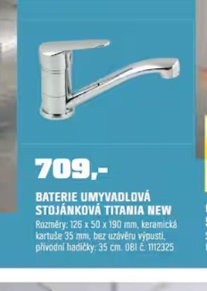 BATERIE UMYVADLOVÁ STOJÁNKOVÁ TITANIA NEW