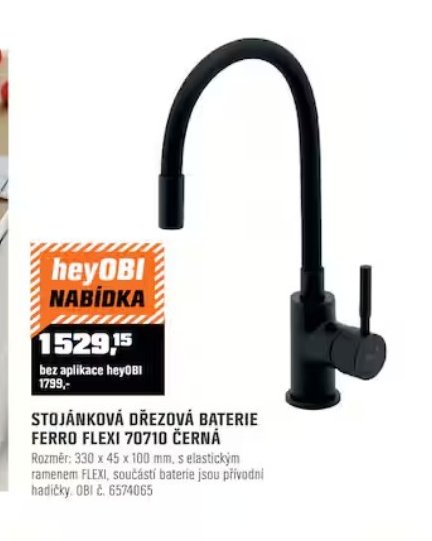 Stojánková dřezová baterie Ferro Flexi 70710 černá