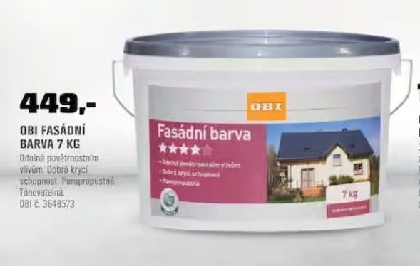 OBI FASÁDNÍ BARVA 7 KG