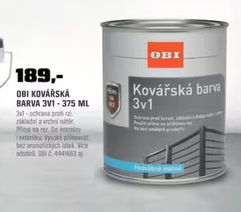 OBI KOVÁŘSKÁ BARVA 3V1 - 375 ML
