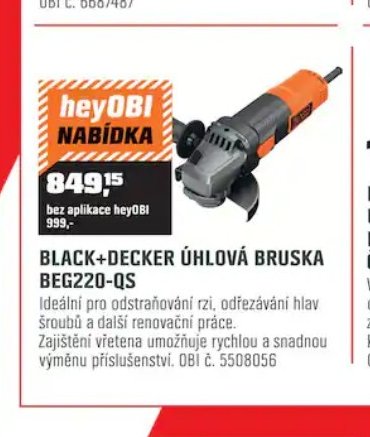 BLACK+DECKER ÚHLOVÁ BRUSKA BEG220-QS