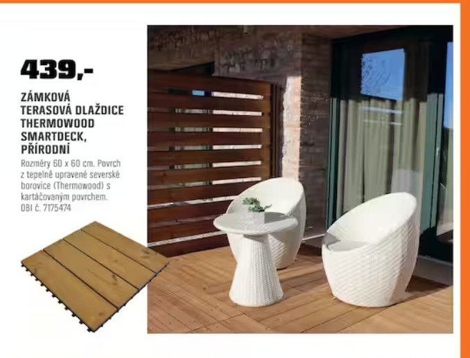 ZÁMKOVÁ TERASOVÁ DLAŽDICE THERMOWOOD SMARTDECK, PŘÍRODNÍ