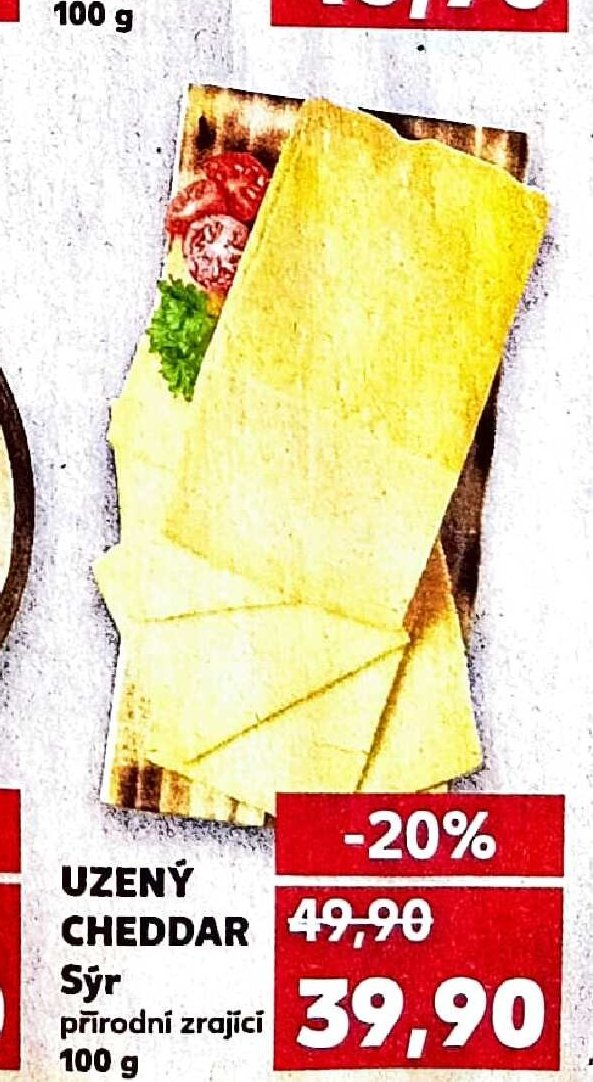 UZENÝ CHEDDAR Sýr přírodní zrající 100 g