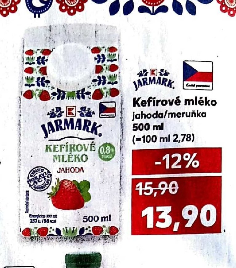 Kefírové mléko jahoda/meruňka 500ml