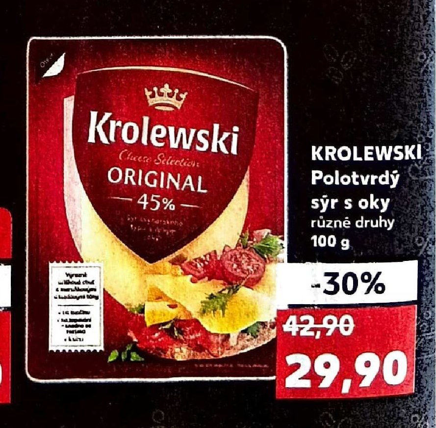 KROLEWSKI Polotvrdý sýr s oky