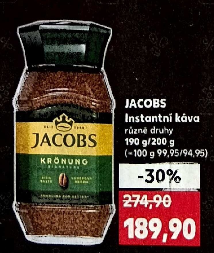 Jacobs Instantní káva 190 g/200 g
