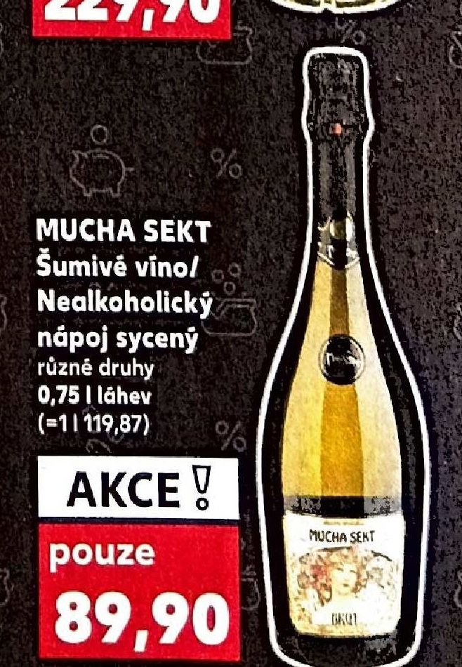 MUCHA SEKT Šumivé víno/Nealkoholický nápoj sycený